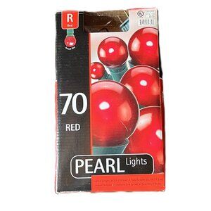 70 Red Pearl Indoor/Outdoor Christmas String Lights, 36.7 Feet Total Length